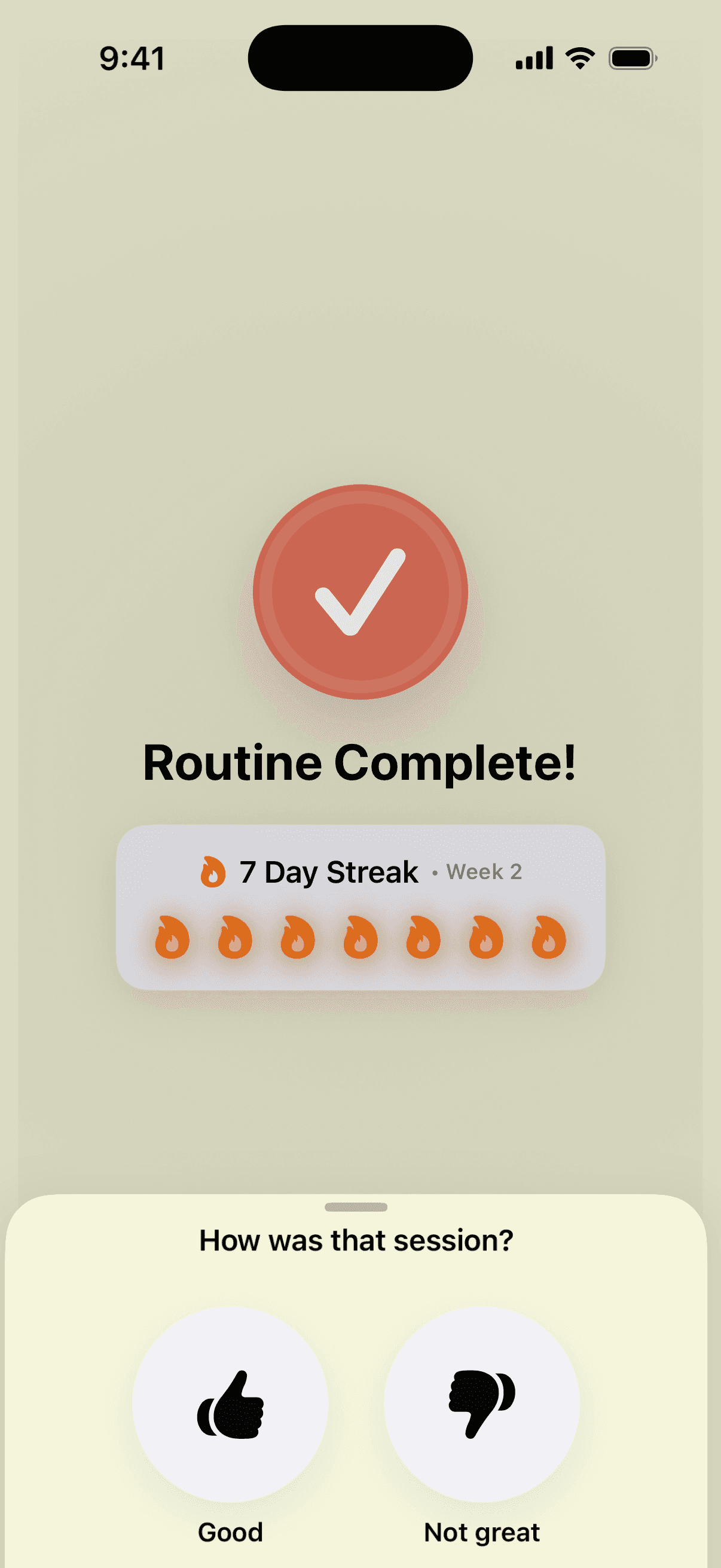 Routine complete with streak