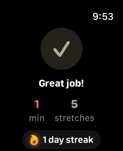 Session complete on Apple Watch