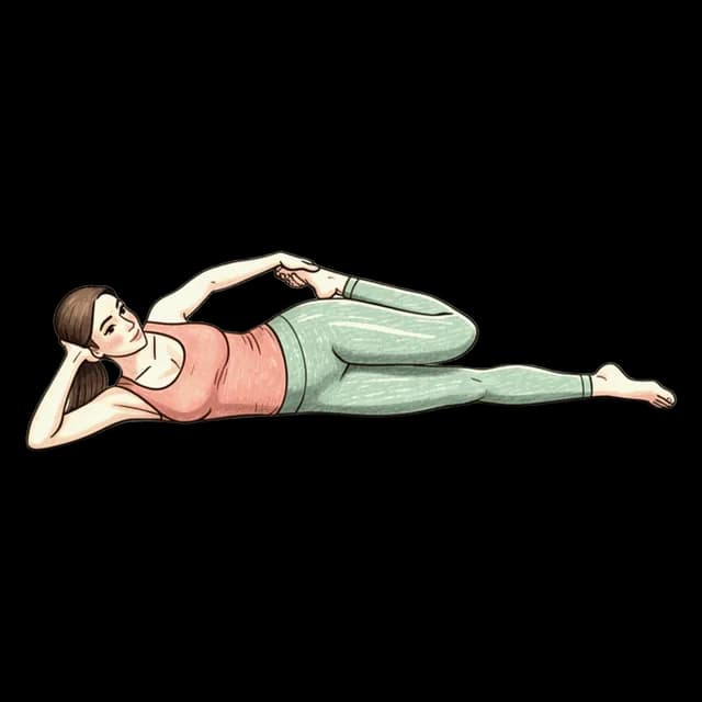How to do Lying Quad Stretch: illustration of the pose